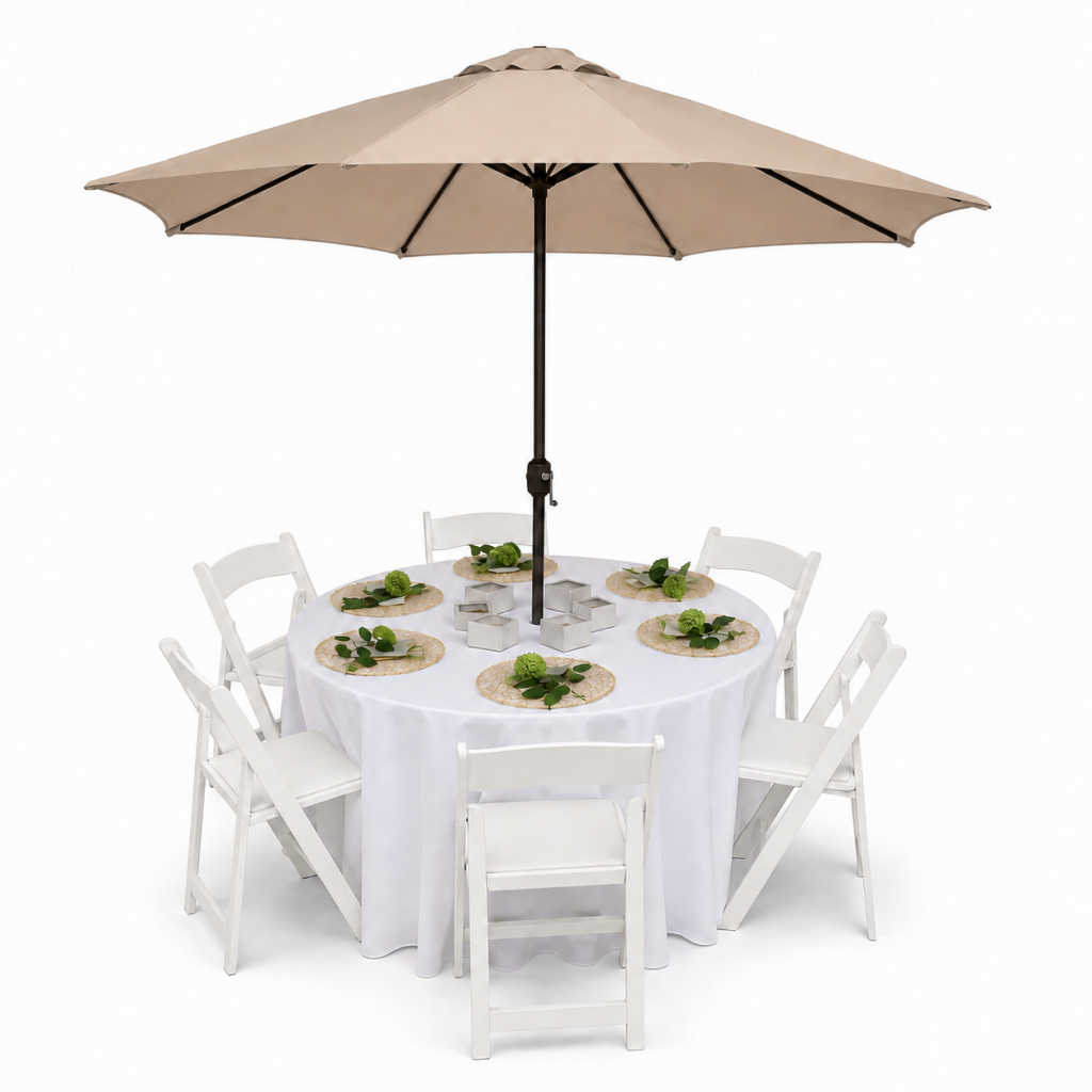 Umbrella Table Sets White Resin