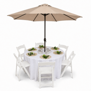 Umbrella Table Sets White Resin
