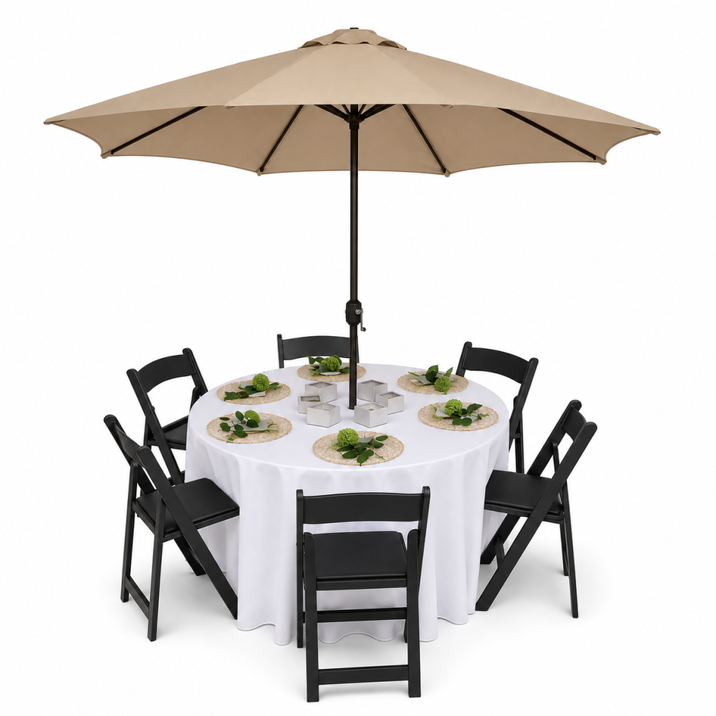 Umbrella Table Sets Black Resin