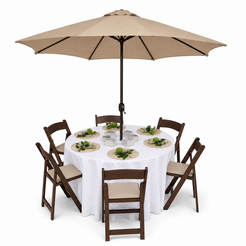Umbrella Table Sets Fruitwood Resin