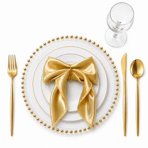 Clear Gold Beaded Dinnerware Set