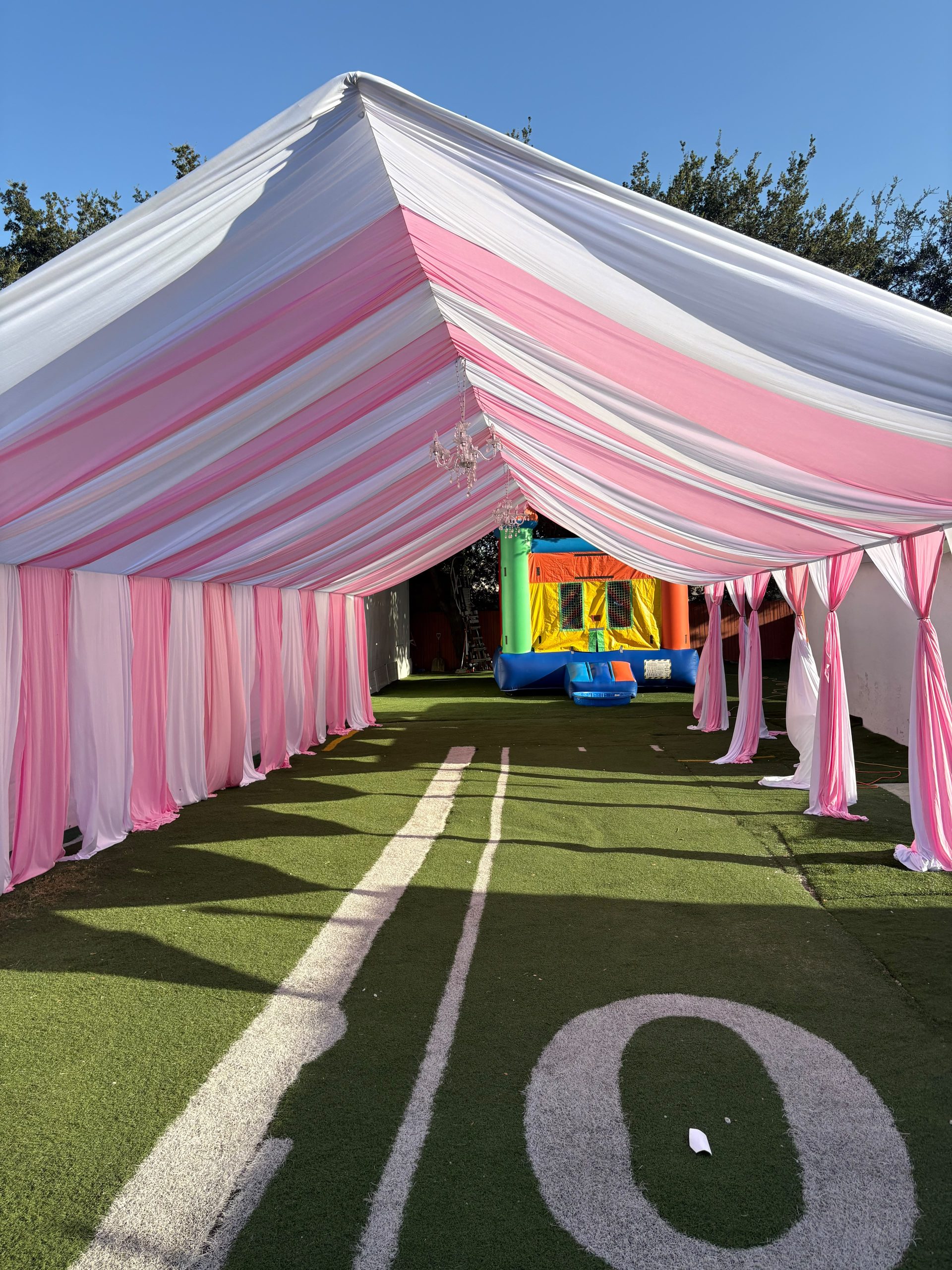 Tent with draping installation by Nextgen Party Rentals near Perris, California