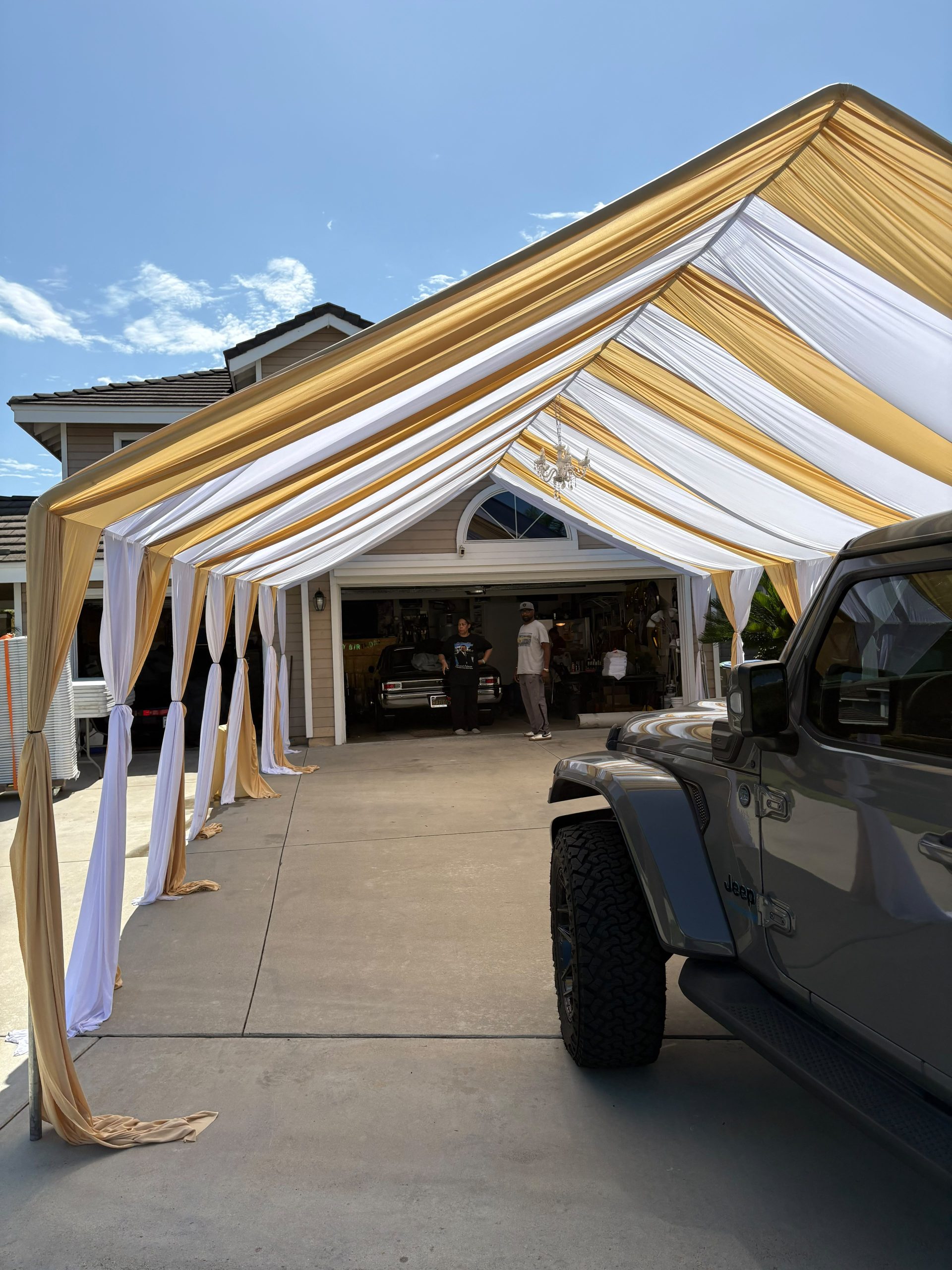Tent with draping installation by Nextgen Party Rentals near Perris, California