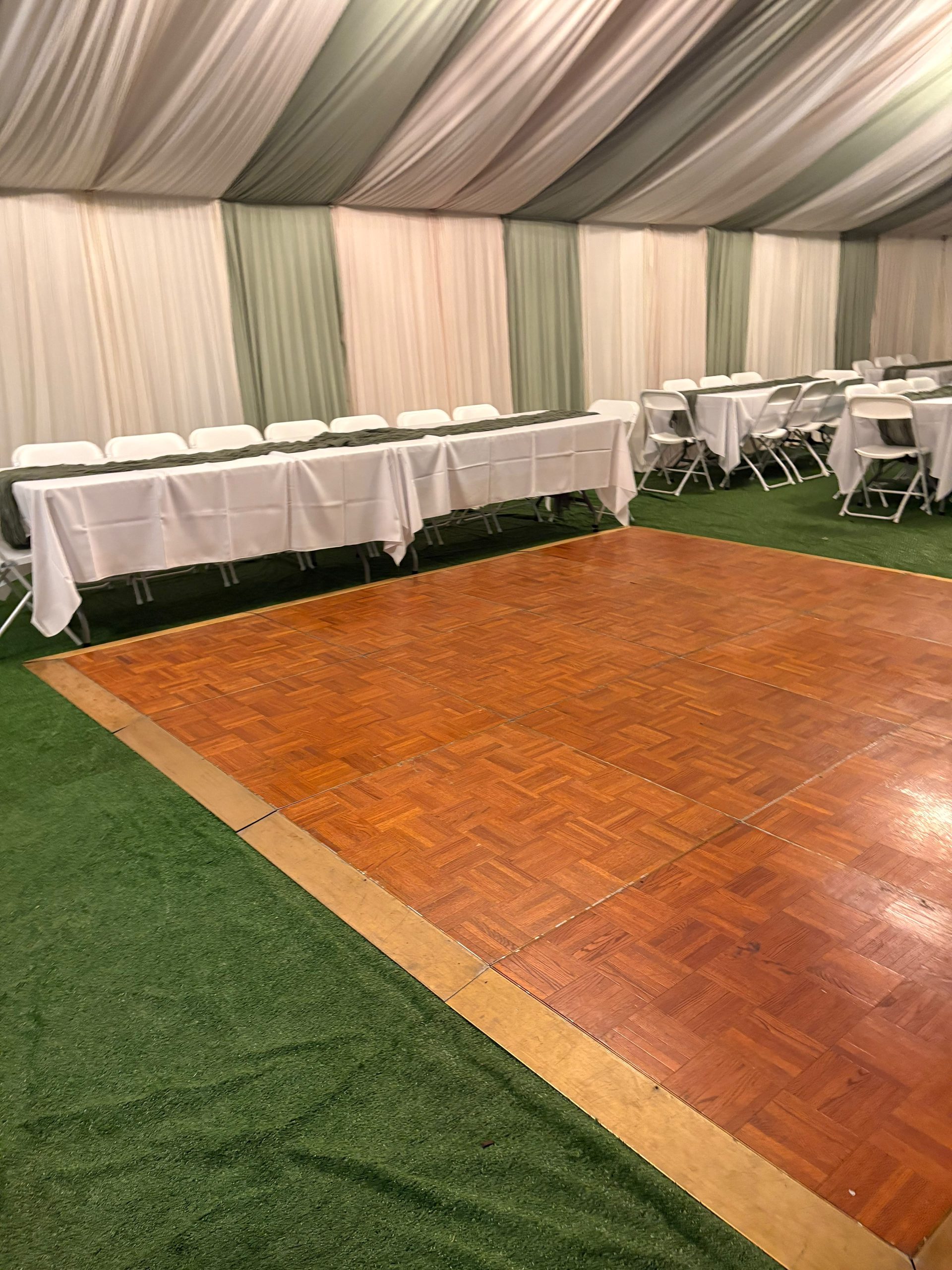 Dance floor rental setup from Nexgen Party Rentals in Perris, California
