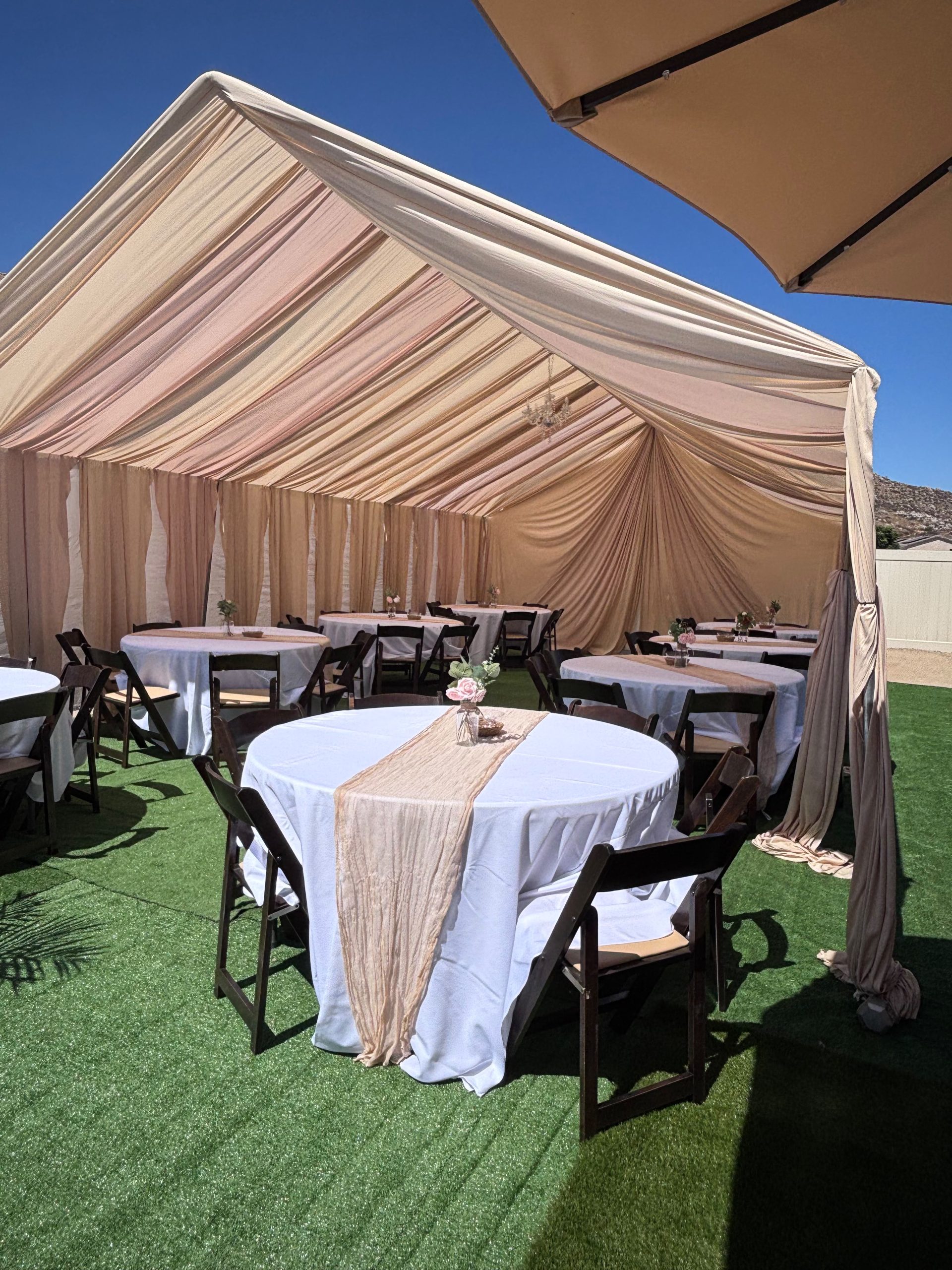 Event linen rental setup from Nexgen Party Rentals in Perris, California