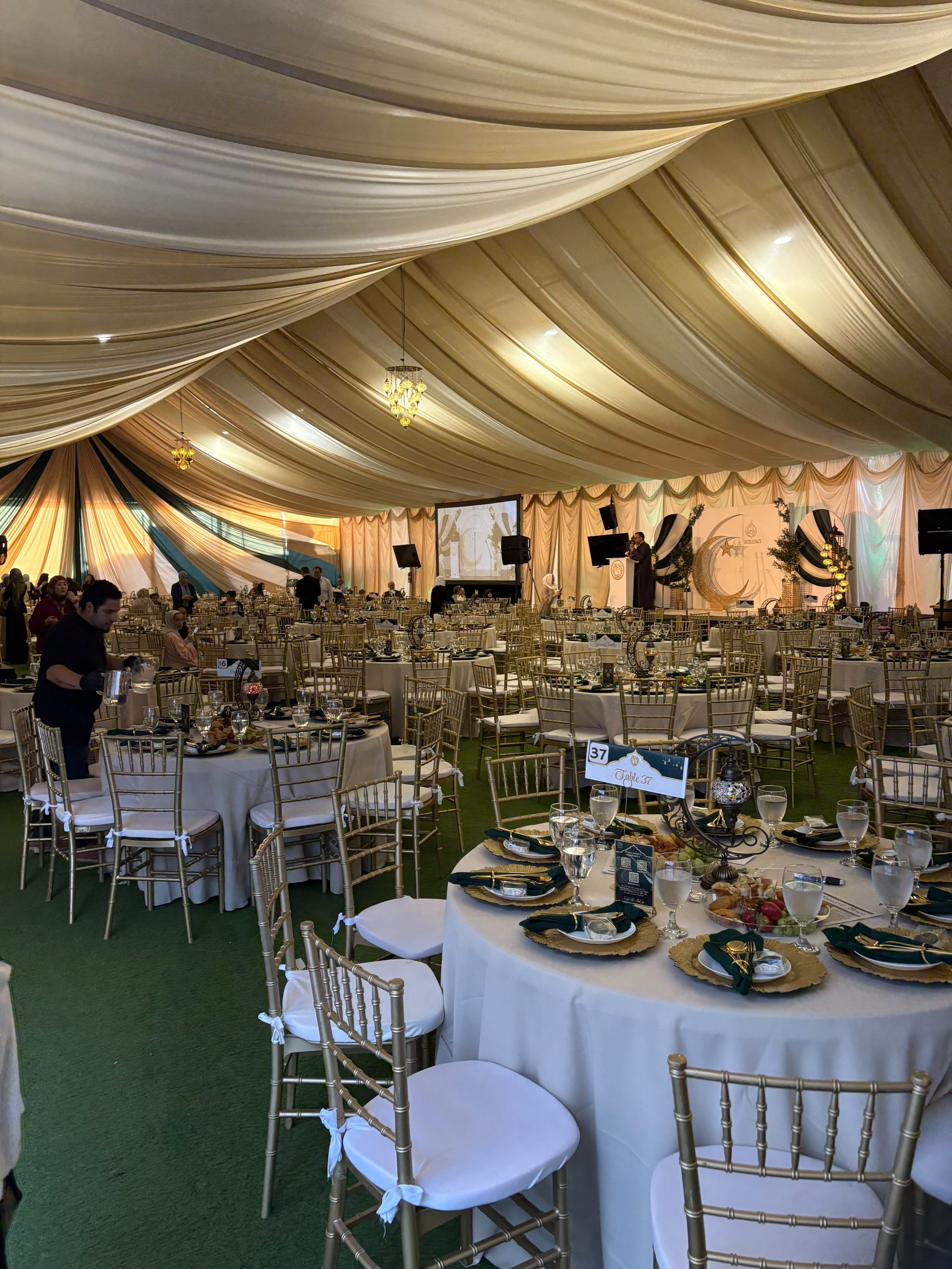 Tent with draping installation by Nextgen Party Rentals near Perris, California