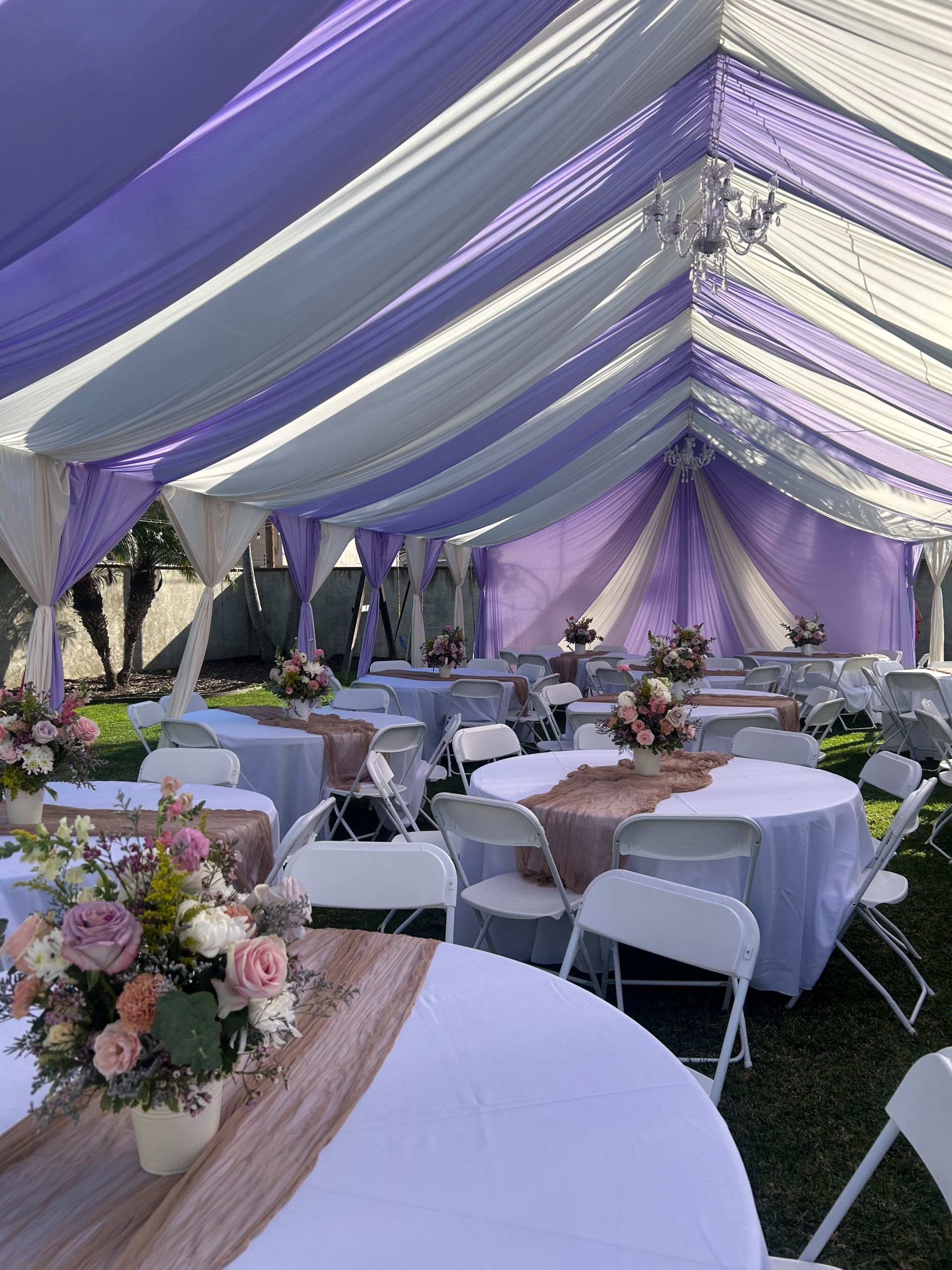 Tent with draping installation by Nextgen Party Rentals near Perris, California